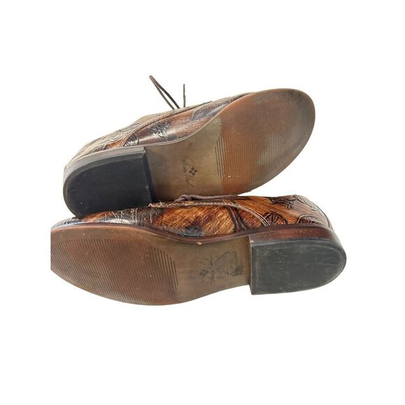 Patricia Nash Silvio Lace-Up Oxford Flats Bark Leaves Size 7 M - Picture 5 of 7
